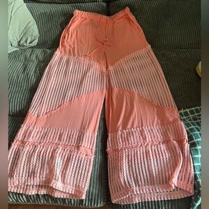 POL NWOT PINK WIDE LEG CROCHET LIGHTWEIGHT PANTS